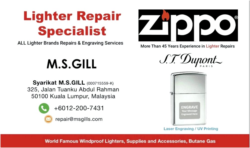 M.S.Gill Kedai Repair Lighters Zippo & Fountain Pens