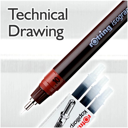 Technical pens & drawing ink were utilised to